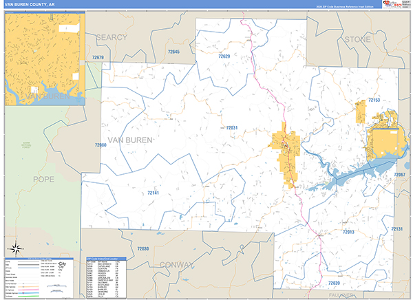 Van Buren County, AR Zip Code Map